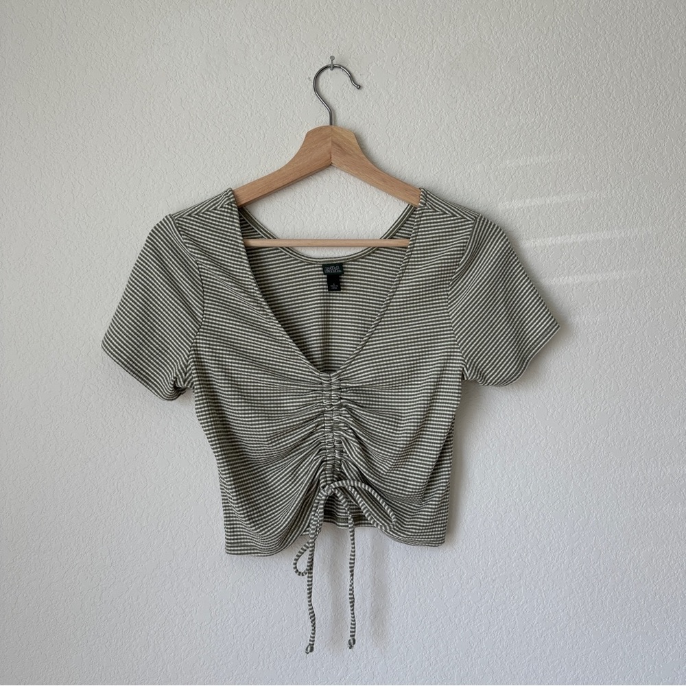 Striped Short Sleeve Crop Top
